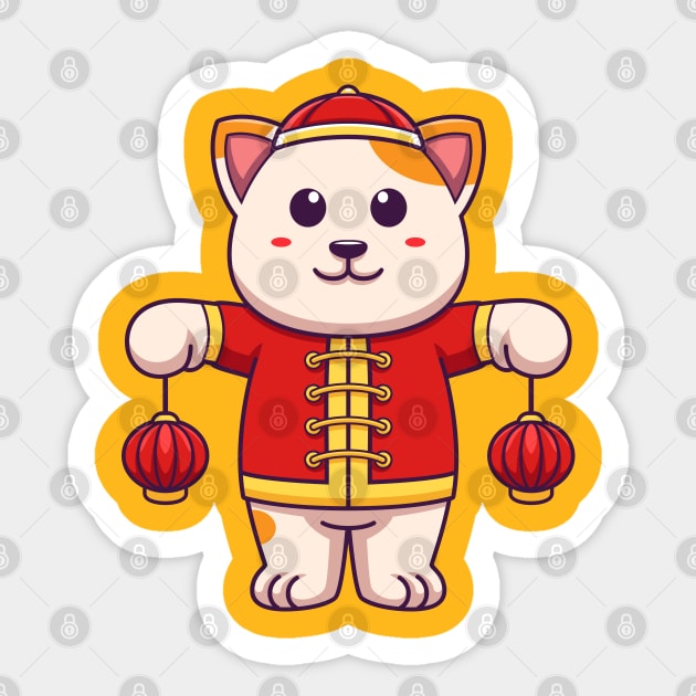 Cute Chinese cat artwork Sticker by onama.std